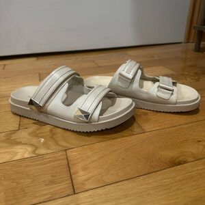 Aldo Cream Sandals with Gold Accents